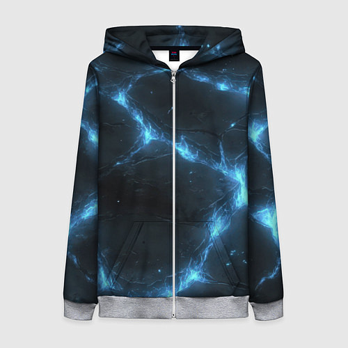 Женская толстовка на молнии Синий свет из черной плиты / 3D-Меланж – фото 1