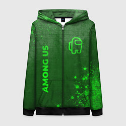Женская толстовка на молнии Among Us - green gradient вертикально