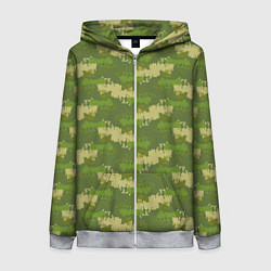 Толстовка на молнии женская Зеленый камуфляж, цвет: 3D-меланж