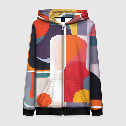 Женская толстовка на молнии Абстракция из фигур и линий / 3D-Черный – фото 1