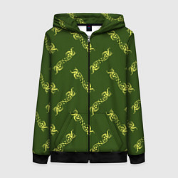 Толстовка на молнии женская Винтажная роспись, цвет: 3D-черный