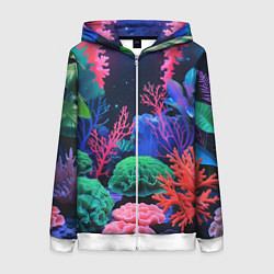 Женская толстовка на молнии Подводный мир с кораллами