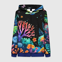 Толстовка на молнии женская Космический подводный мир, цвет: 3D-синий