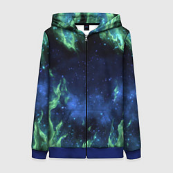 Женская толстовка на молнии Зеленые языки пламени