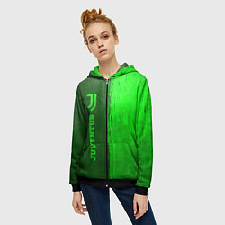 Толстовка на молнии женская Juventus - green gradient по-вертикали, цвет: 3D-черный — фото 2