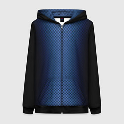 Толстовка на молнии женская Чёрно-синий градиент по центру текстура, цвет: 3D-черный