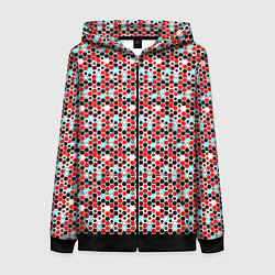 Женская толстовка на молнии Киберпанк шестиугольники красные