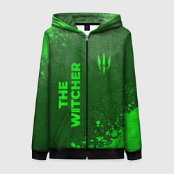 Толстовка на молнии женская The Witcher - green gradient вертикально, цвет: 3D-черный