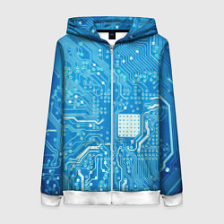 Толстовка на молнии женская Системная плата, цвет: 3D-белый
