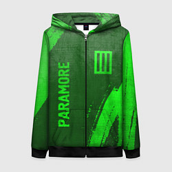 Женская толстовка на молнии Paramore - green gradient вертикально