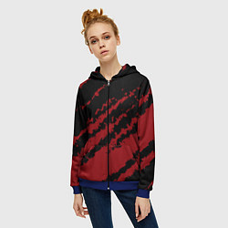 Толстовка на молнии женская The color is red and black, цвет: 3D-синий — фото 2