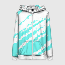 Толстовка на молнии женская The color is light blue and white, цвет: 3D-белый