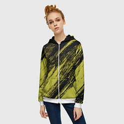 Толстовка на молнии женская The color is black and yellow, цвет: 3D-белый — фото 2