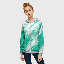 Толстовка на молнии женская The color is turquoise and white, цвет: 3D-меланж — фото 2