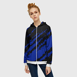 Толстовка на молнии женская The color is black and blue, цвет: 3D-белый — фото 2