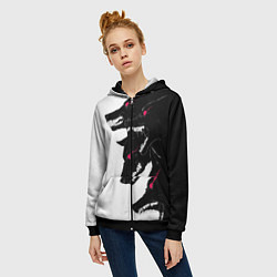Толстовка на молнии женская Волки, цвет: 3D-черный — фото 2