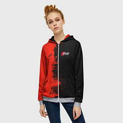 Толстовка на молнии женская AUDI quattro black and red, цвет: 3D-меланж — фото 2