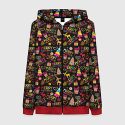 Женская толстовка на молнии Merry Christmas - New Year