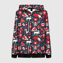 Толстовка на молнии женская Канада, цвет: 3D-черный