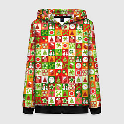 Толстовка на молнии женская Новогодние снеговики и снежные бабы, цвет: 3D-черный
