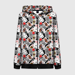 Толстовка на молнии женская Карты и фишки, цвет: 3D-черный