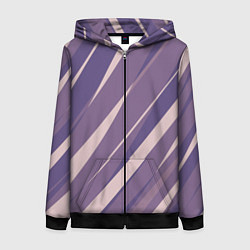 Толстовка на молнии женская Фиолетовый абстрактные полосы, цвет: 3D-черный