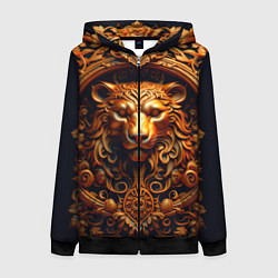Толстовка на молнии женская Лев узор, цвет: 3D-черный
