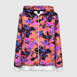 Женская толстовка на молнии Абстрактные цветы - текучая краска