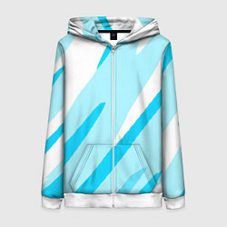 Женская толстовка на молнии Белый с голубым абстракция