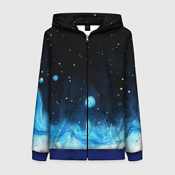 Женская толстовка на молнии Синяя светящееся краска