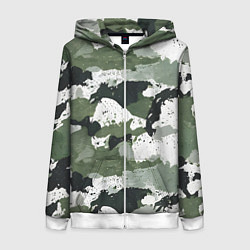 Женская толстовка на молнии Зеленый фактурный камуфляж