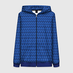 Толстовка на молнии женская Синий полосы узоры, цвет: 3D-синий