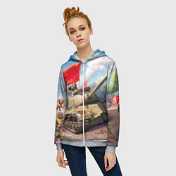 Толстовка на молнии женская Русский танк, цвет: 3D-меланж — фото 2