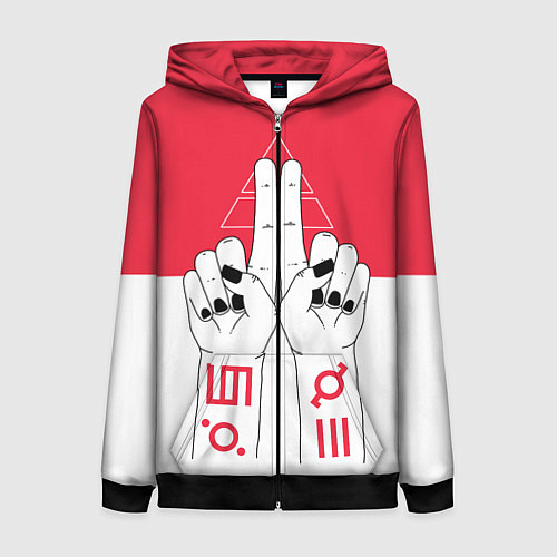 Женская толстовка на молнии 30 Seconds to Mars poster / 3D-Черный – фото 1