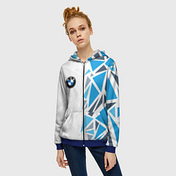 Толстовка на молнии женская Бмв - фрагментация синяя, цвет: 3D-синий — фото 2