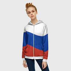Толстовка на молнии женская Флаг России волной, цвет: 3D-белый — фото 2