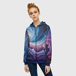 Толстовка на молнии женская Космическая волна, цвет: 3D-синий — фото 2