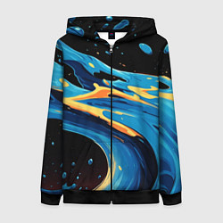 Женская толстовка на молнии Синяя волна из красок