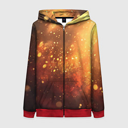 Толстовка на молнии женская Золотая блестящая текстура, цвет: 3D-красный