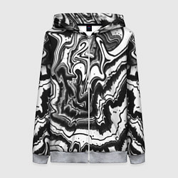 Женская толстовка на молнии Закрученные волны - чб абстракция