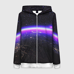 Женская толстовка на молнии Планета и неоновое свечение