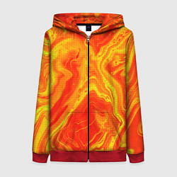 Женская толстовка на молнии Огненный жёлто-красный