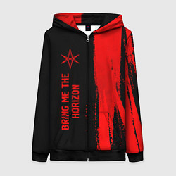 Толстовка на молнии женская Bring Me the Horizon - red gradient по-вертикали, цвет: 3D-черный