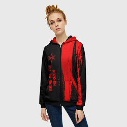 Толстовка на молнии женская Bring Me the Horizon - red gradient по-вертикали, цвет: 3D-черный — фото 2