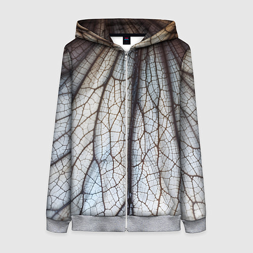 Женская толстовка на молнии Прожилки растения / 3D-Меланж – фото 1