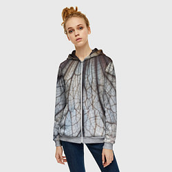 Толстовка на молнии женская Прожилки растения, цвет: 3D-меланж — фото 2