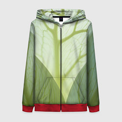 Толстовка на молнии женская Макро съемка листа, цвет: 3D-красный