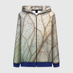 Толстовка на молнии женская Прожилки листика, цвет: 3D-синий