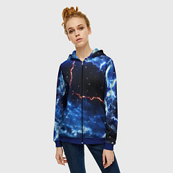 Толстовка на молнии женская Звезды и молнии в разломе плит, цвет: 3D-синий — фото 2