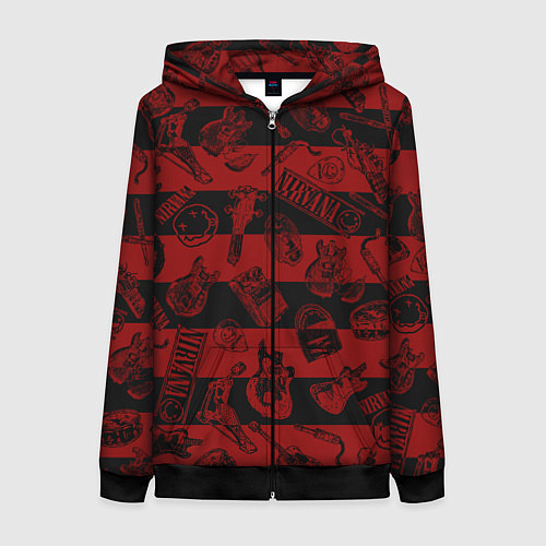 Женская толстовка на молнии Свитер Курта нирвана / 3D-Черный – фото 1